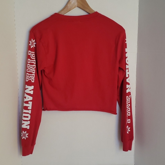 PINK Pink Nation Women's Red White Cropped Top, XS - Picture 2 of 7